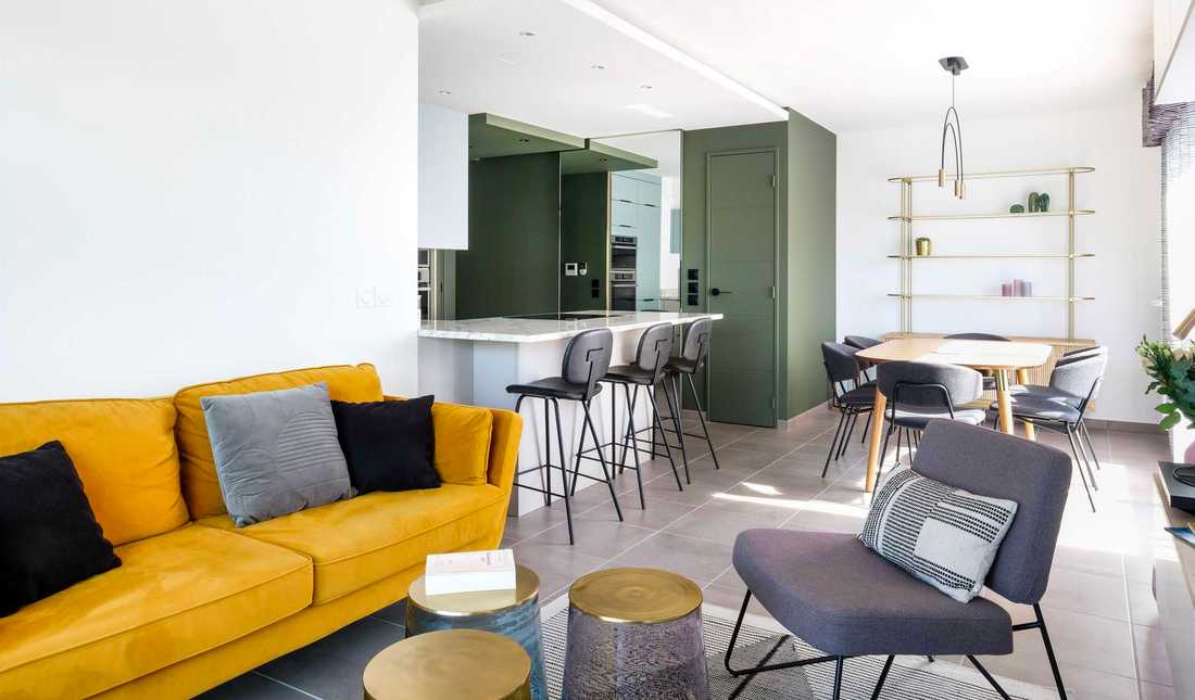 Interior design of the living room of a new apartment in Toulouse